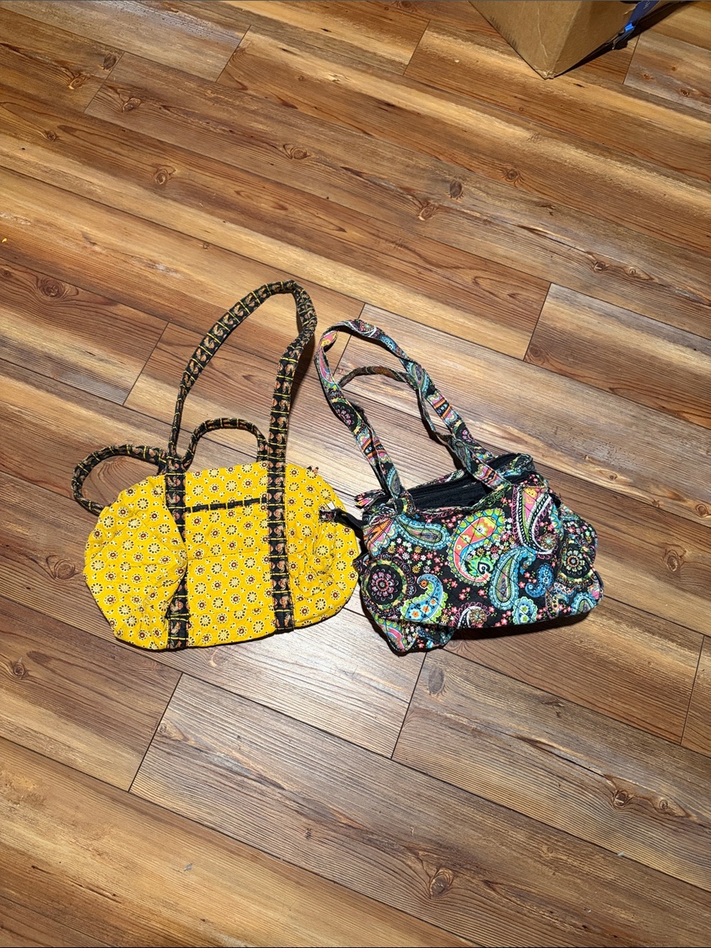 Yellow Floral Quilted Tote with Contrast Trim - Women's Shoulder Bag